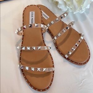 Steve Madden Palit Studded Slide sandals Clear 9.5 New